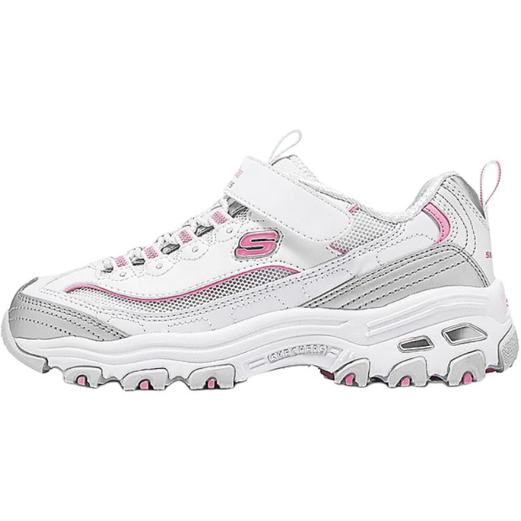 Skechers Girls Comfortable Versatile Non-Slip Shock Absorbing Durable Low-Top Casual Shoes Kids sneaker White Silver Pink 319064L-WSLP 31