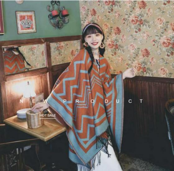 New Yunnan Ethnic Style Double-Sided Shawl: Versatile Warm Cloak Scarf for Women
