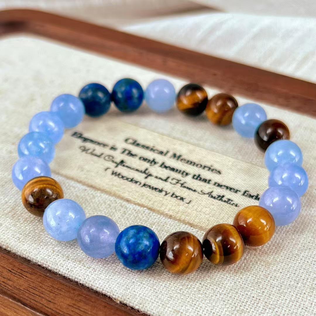 Maillard Retro High Quality Tiger S Eye Stone Lapis Lazuli Quartzite Bracelet Bracelet.