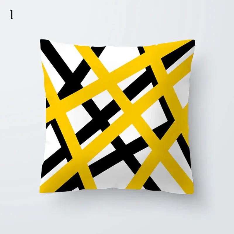 45*45Cm Yellow Print Cushion Pillowcase Geometric Hug Pillowcase Home Chair Sofa Decorative Cushion Square Pillowcase