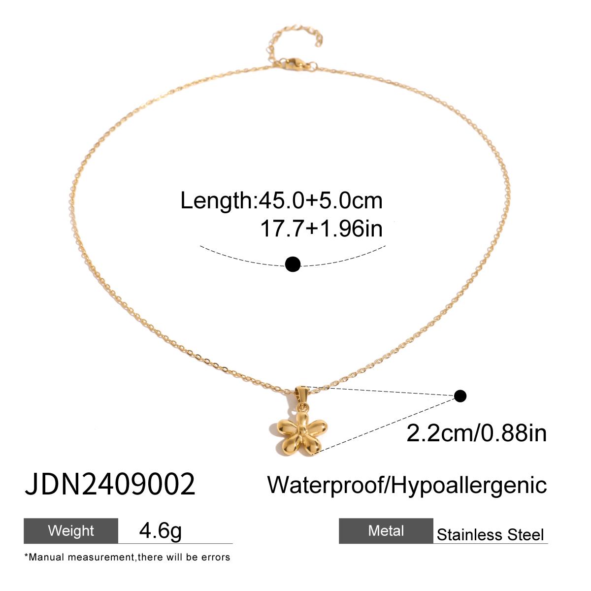 

Youthway Color Preservation Stainless Steel Flower Pendant Necklace For Women Gold Gold-Plated Waterproof Jewelry