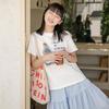 Women's Cute Bear Print Japanese Style Cotton Tee - Short Sleeves, Straight Shoulders, Youthful & Trendy Design