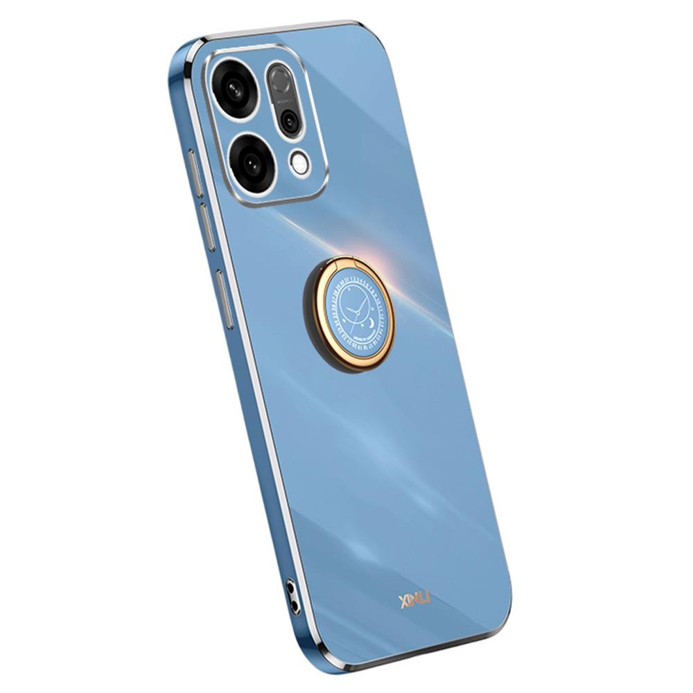 

XINLI For Oppo Reno14 5G (Global) Case Ring Kickstand Electroplating TPU Phone Cover Blue