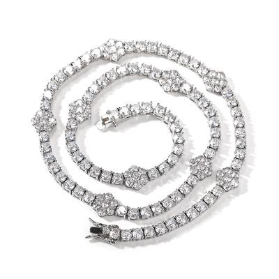 2026 Hochwertige 5A Zirkon Blume Tennis Kette Trendig Cool Männer und Frauen mit Dem Gleichen Nische Leichter Luxus Schlüsselbein Kette Schmuck