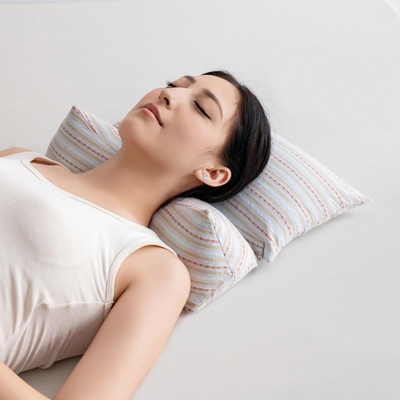 2025 New Buckwheat Husk Triangular One-piece Pillow Household Cervical Spine Anti-bow Pillow Removable Combination Pillow Core