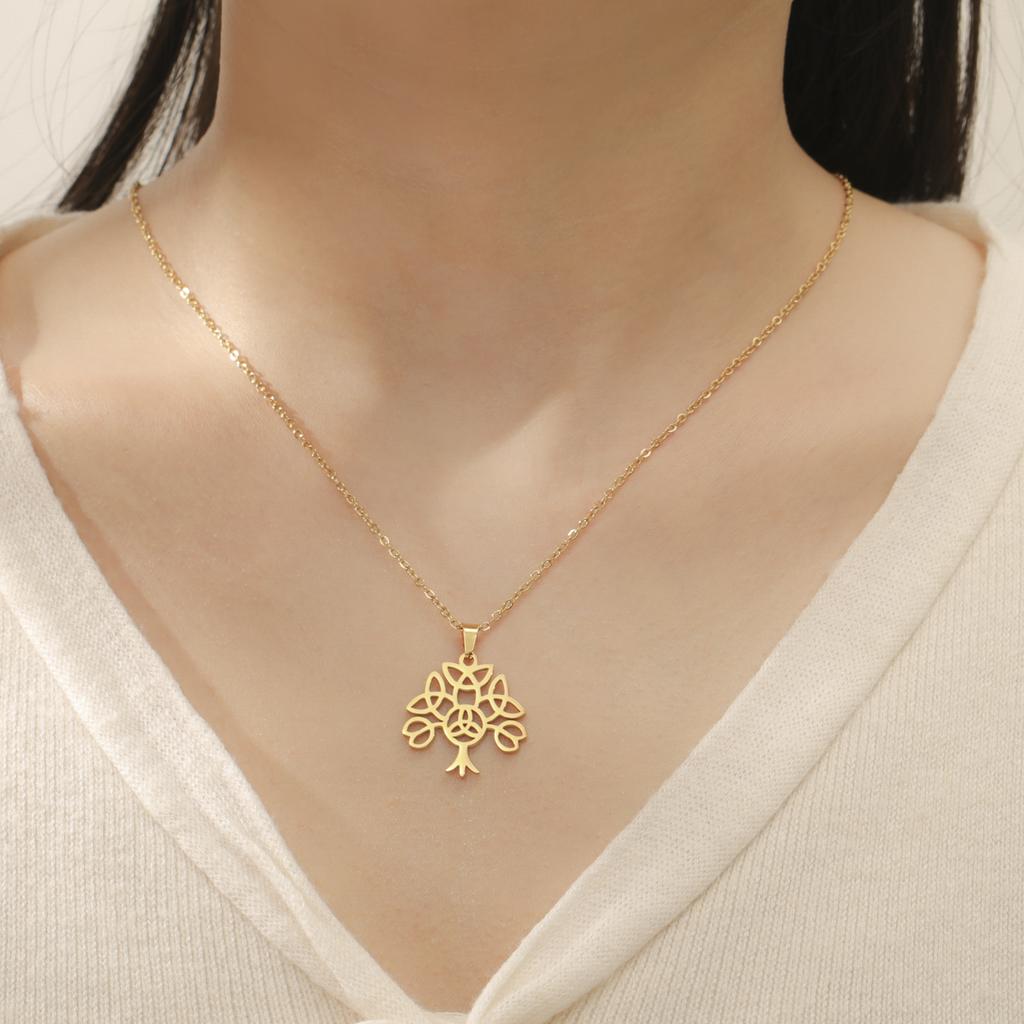 LIKGREAT Celtics Knot Necklace for Women Celtic Tree of Life Pendant Necklaces Stainless Steel Vintage Talisman Jewelry Gifts