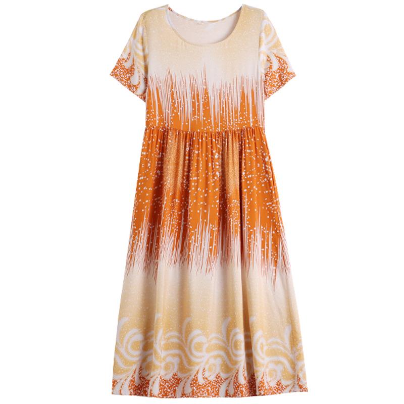 Casual Women's Dress Summer Vintage Clothes Loose Short Sleeve Plus Size Elegant Long Dresses