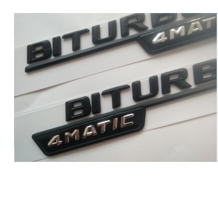 3D Letters For Mercedes Benz C43 E43 GLC43 GLE43 GLS43 Fender 1 Pair BITURBO 4MATIC AMG BITURBO4MATIC Emblems Badges Symbols UX0