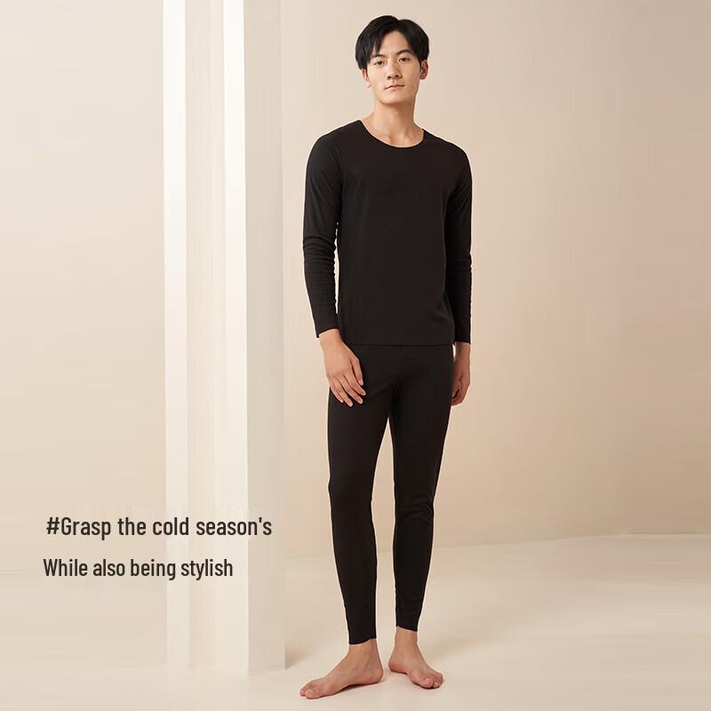 Yiershuang Men's Double-Sided Brushed Fleece Thermal Underwear Set
