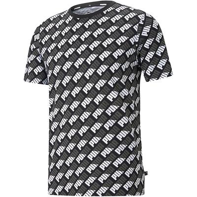 High Street All Over Print Logo Casual Breathable Color Block Comfortable Short Sleeve T-Shirt Unisex Tops Black 588829-01