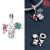 Authentic copper Red Heart Love Zircon Cat for New Year Christmas Lovely Bead Charms Compatible With Bracelets Delicate Accessory Jewellery Gift