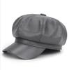 Women's Autumn/Winter Korean-Style PU Beret: Trendy Solid Color Octagonal Hat