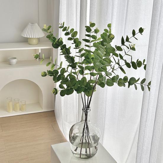 Artificial Eucalyptus Flowers 3-Branch Faux Greenery for Wedding Decor And Home Vase Arrangements Realistic 3D Printed Leaves Evergreen All Season