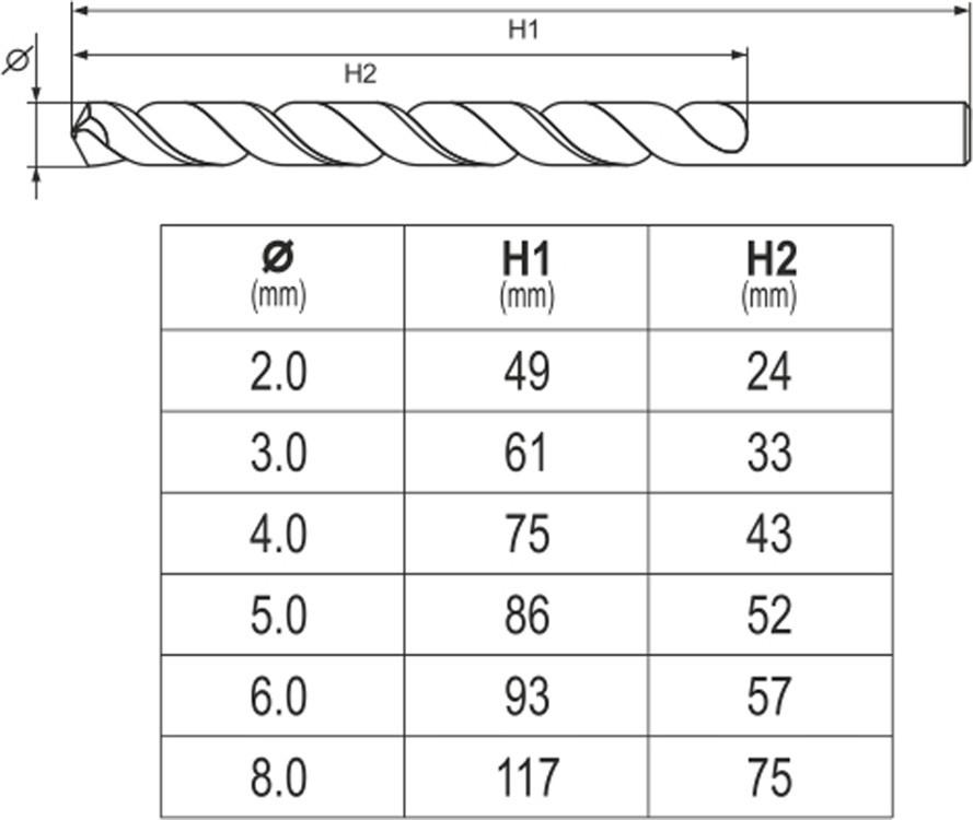Metal Drill Set Co-Hss 6 Pieces 2-8Mm Yt-41602 Yato