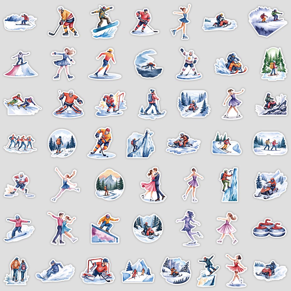 50 Waterproof Winter Sports Graffiti Stickers for Phones & Suitcases - Creative and Decorative