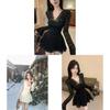 Elegant Lace Long Sleeve Dress With V Neck And Sheer Cutouts For Spring Fashion