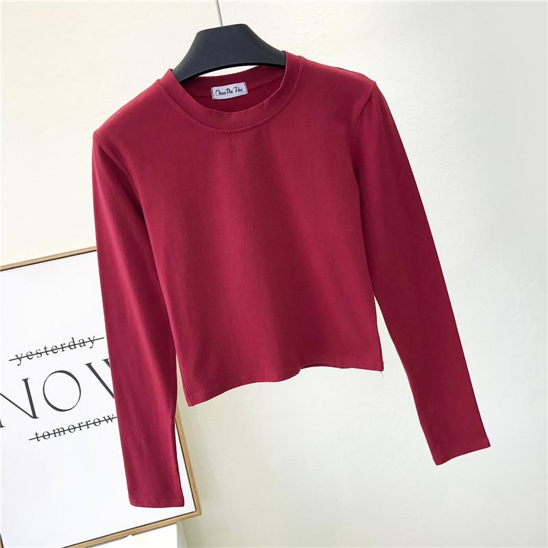 

Women s Korean-Style Slim Fit Half High Neck Crop Top - Long Sleeve, High Waist, Autumn/Winter Fashion Medium вино красного