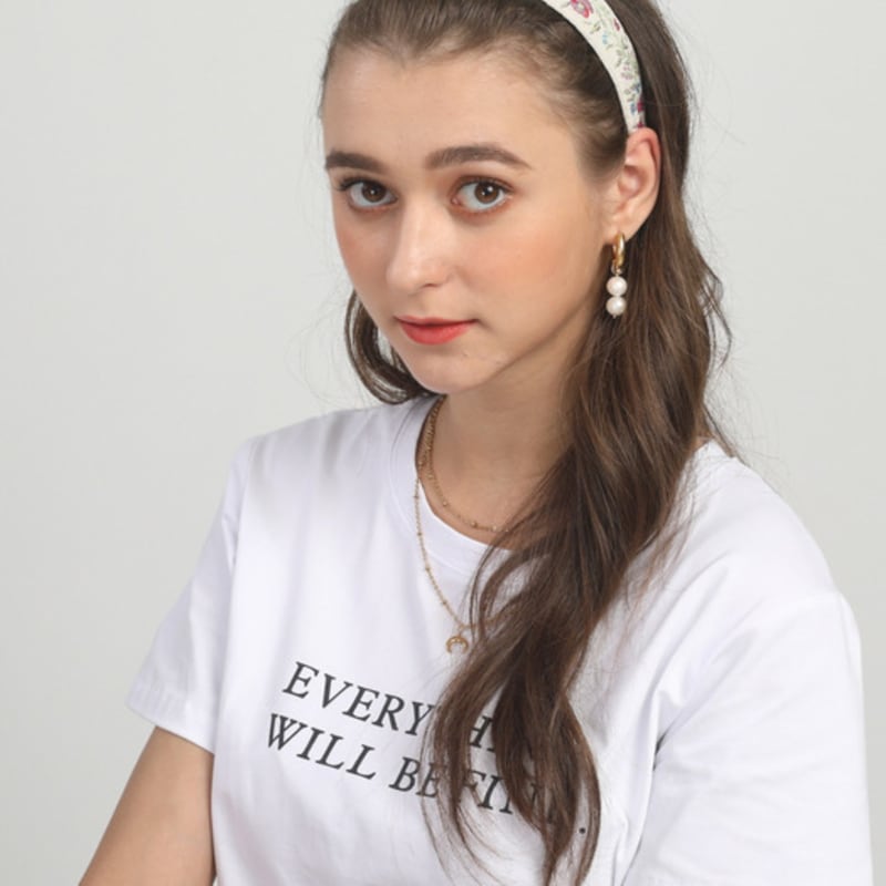 LALA Rose Pattern Hairband P-White Red