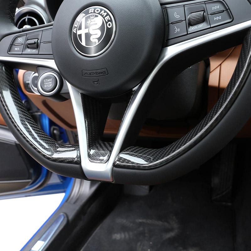 Real Carbon Fiber For Alfa Romeo Stelvio Giulia 2017-2019 Car Steering Wheel Decorative Frame Sticker Car Interior AccessoriesDA4