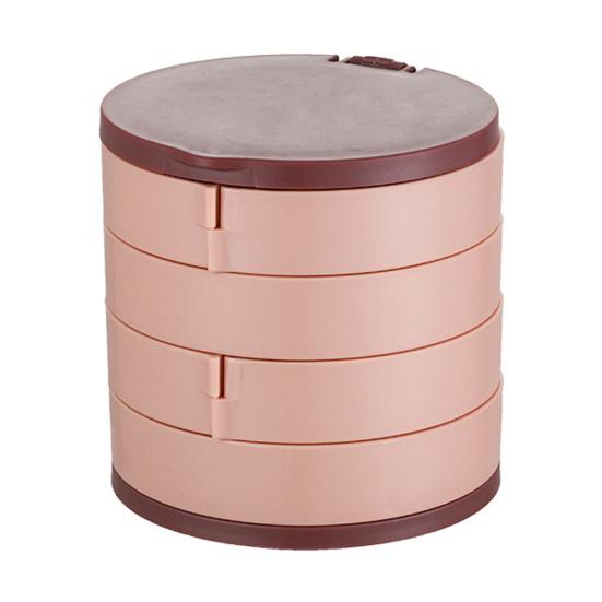 קופסת אחסון לתכשיטים פלסטיק רב-שכבתית אטומה לאבק עמידה בפני לחות סיבוב 360 מעלות מארגן תכשיטים עם מראה מובנה