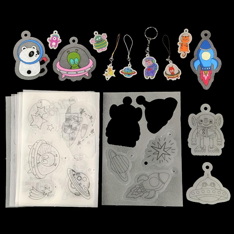 3pcs Shrinkable Paper Kit Pre-Cut Shrinking Craft Kits For Making Collar Charms Keychains Birthday Gifts With Colors And Fonts