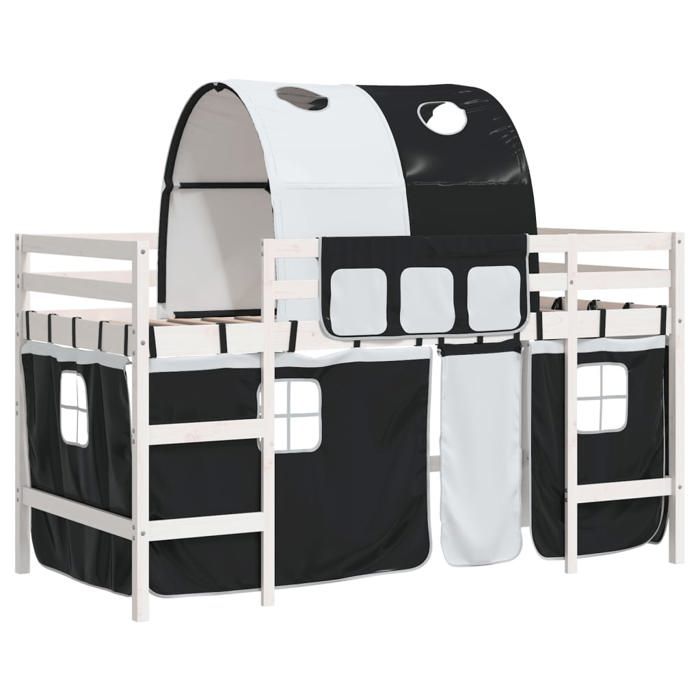 VidaXL Lit Mezzanine Enfants et Tunnel, Lit Surélevé pour Enfants avec Échelle, Meuble de Rangement Chambre, Moderne, Blanc 3206985