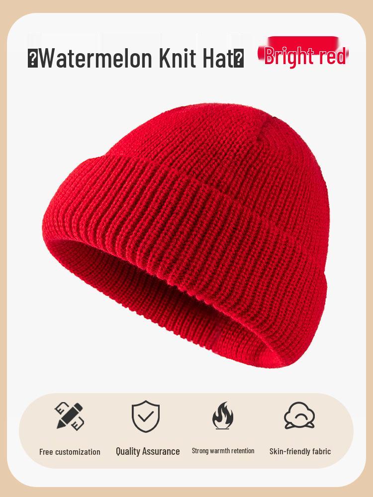 Benutzerdefinierte bestickte Herren- und Damen-Dicke Warme Strickmütze - Einfarbig, Herbst/Winter-Hut