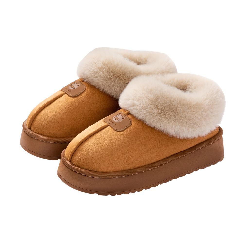 Heel Cotton Slippers Autumn and Winter Indoor Plush Thermal Shoes Platform Cotton Shoes Plush Snow Boots