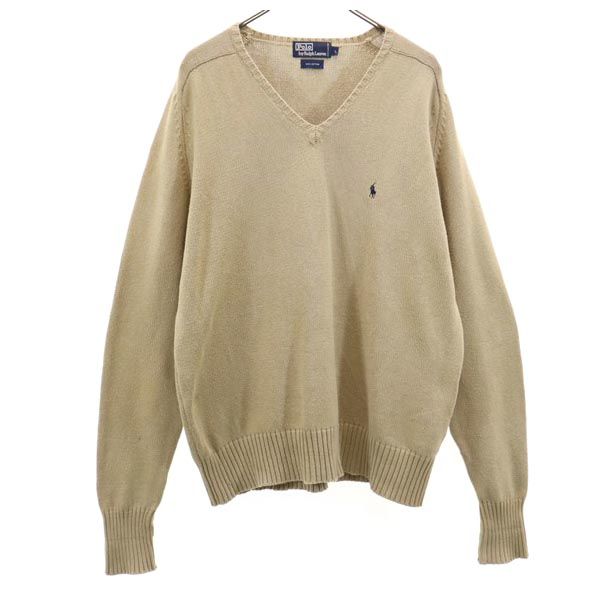 

Polo by Ralph Lauren 90s Old Long sleeve V-neck cotton sweater L knit Men s Used