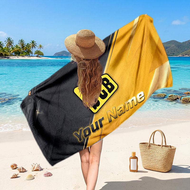 JCB Customized Name Text Beach Towel, Soft Absorbent Towel Beach Pool Travel Personal Gift