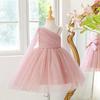 European & American One-Shoulder Sequin Princess Dress for Kids - Evening Mesh Puffy Skirt