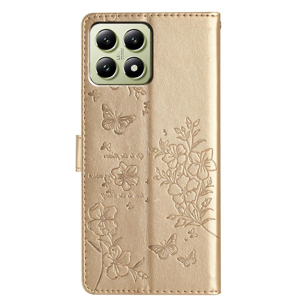 For Xiaomi 14T Wallet Phone Case Butterfly Floral Imprint Leather Flip Cover