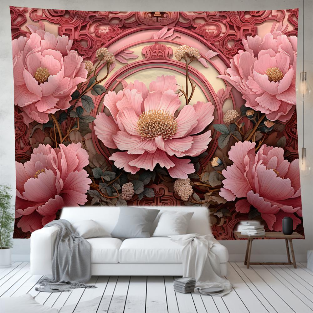 Chic Pink Floral Tapestry Flower Plant Series Wall Hanging Background Cloth Nordic Home Living Room Bedroom Decor Tapestries