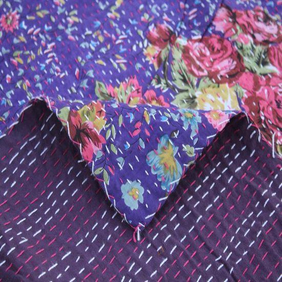 Aizza Trends Handmade Pure Cotton Printed Kantha Quilt  - Traditional Look Bed Spread Kantha Gudri - Vintage Hand Stitch Gudri