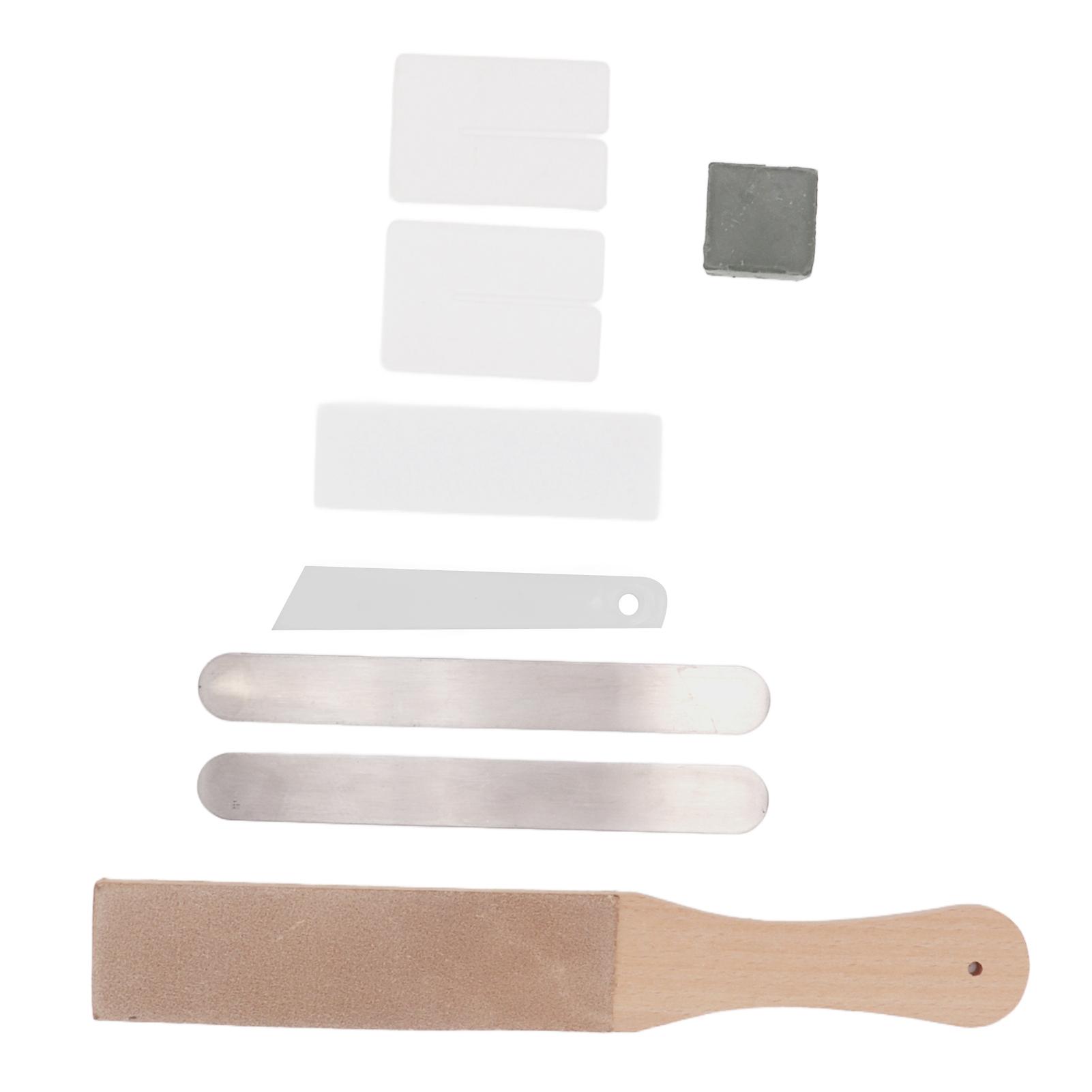 Leather Stropping Kit Complete Tools Double Sided Leather Paddle Honing Strop Set for   Leather Crafting Honing