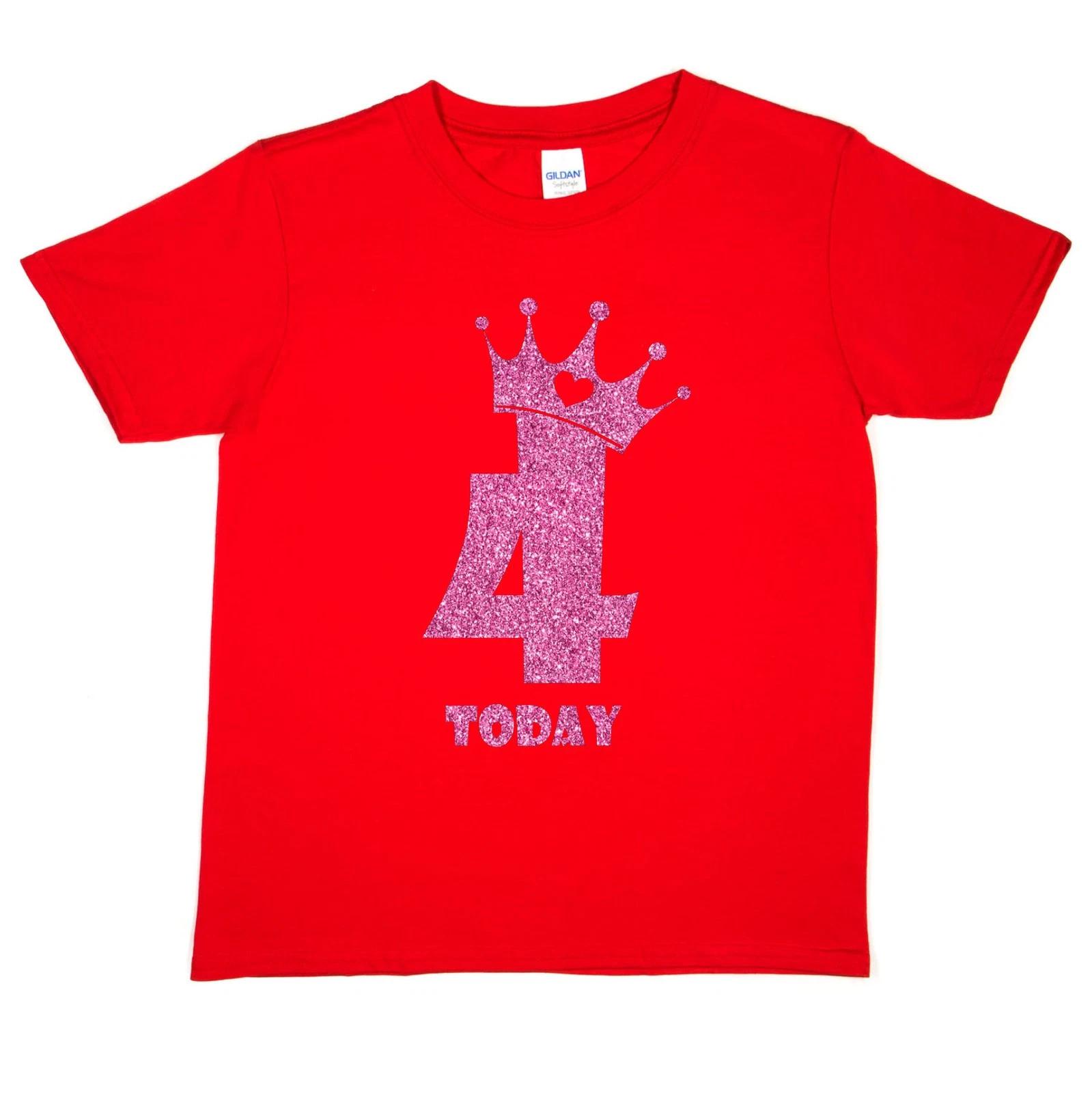 День Рождения Дети 4 Сегодня Возраст 4 В Розовых Блестках С Днем Рождения Подарок Детская Футболка XL