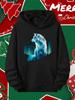 Wolf Print Long-Sleeved Blue Aurora Pattern Outdoor Camping Nature Lover Comfortable Pullover Sweatshirt Loose Long-Sleeved Polyes