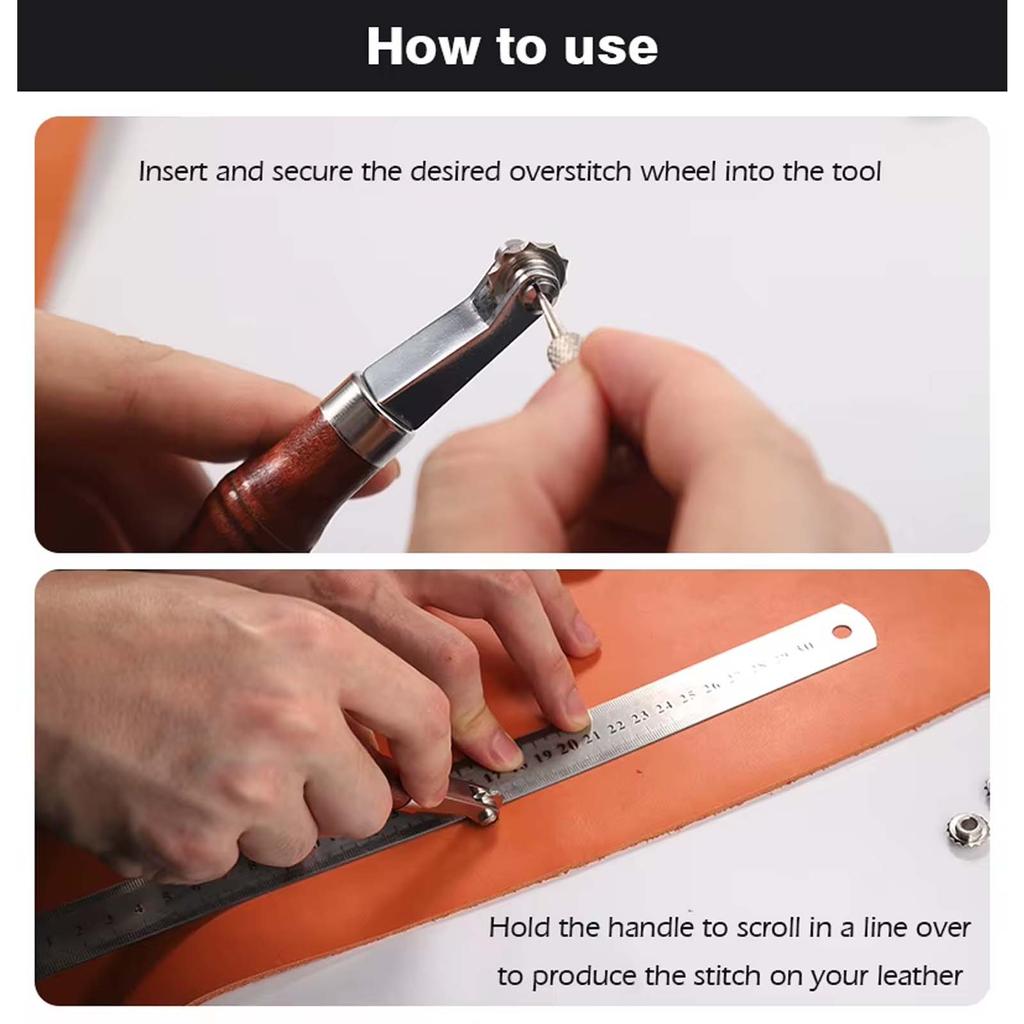 American Pitch Wheel with 4 Replaceable Gear Rollers, Leather Craft Spacing Sewing Tracing Tools