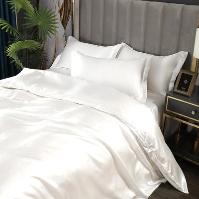 Einfarbiges Luxus-Imitation-Seiden-Bettbezug-Set Weicher Atmungsaktiver Bettdeckenbezug und Kissenbezüge Hotelstil Glattes Satin-Bettset