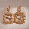 European and American metal wind geometric leaves round earrings light luxury high-end stud earrings design niche earrings women