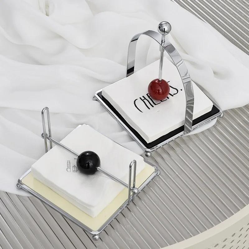 Mid-Century Light Luxury Square Paper Towel Holder Paper Towel Dispenser Tissue Paper Box Napkin Holder