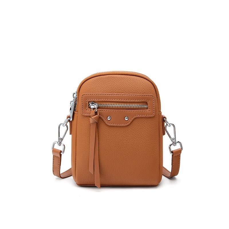 The First Layer of Cowhide, High-end Versatile Single Shoulder Messenger Bag, Small Bag for Mobile Phones, Women's New Leather Mobile Phone Bag.