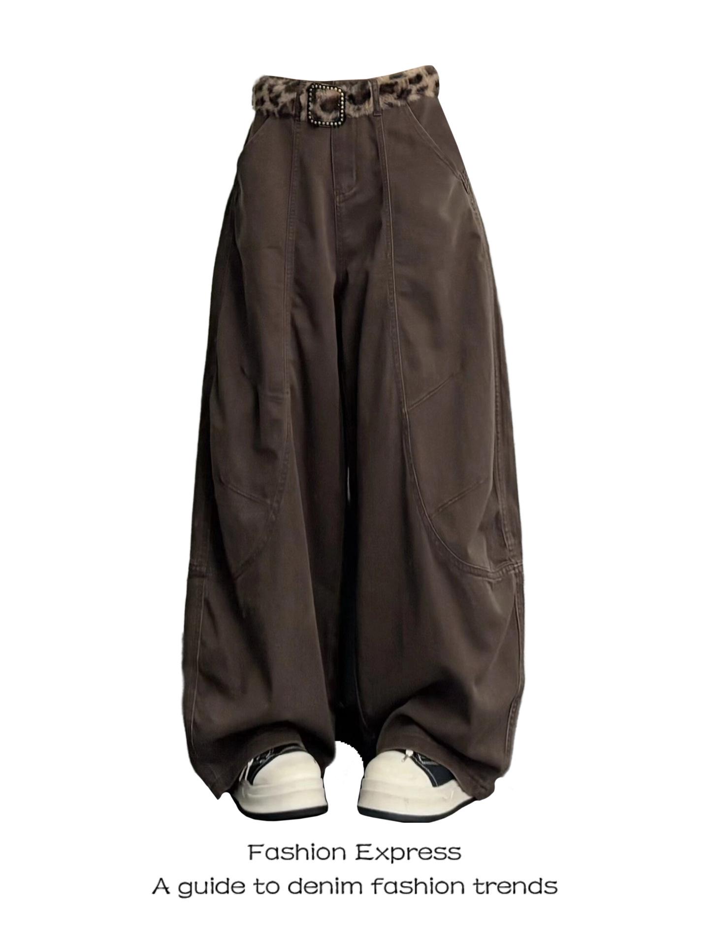 

Melanoid Dark Coffee Women s High-Waist Retro Wide-Leg Jeans for Autumn 2025 3XL [73-81 kg]