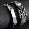 23mm Heavy Punk Retro Black Curb Cuban Chain Bracelet Men Women Hiphop Stainless Steel Biker Bike Pattern Cross Bangle Jewelry