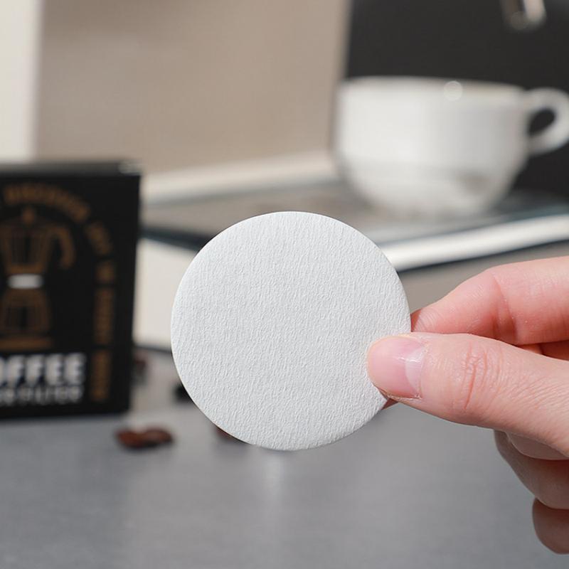 Coffee Filter Paper 100Pcs Eco-Friendly Disposable Round Filters Fit for Italian Portafilter Coffee Makers Party Use