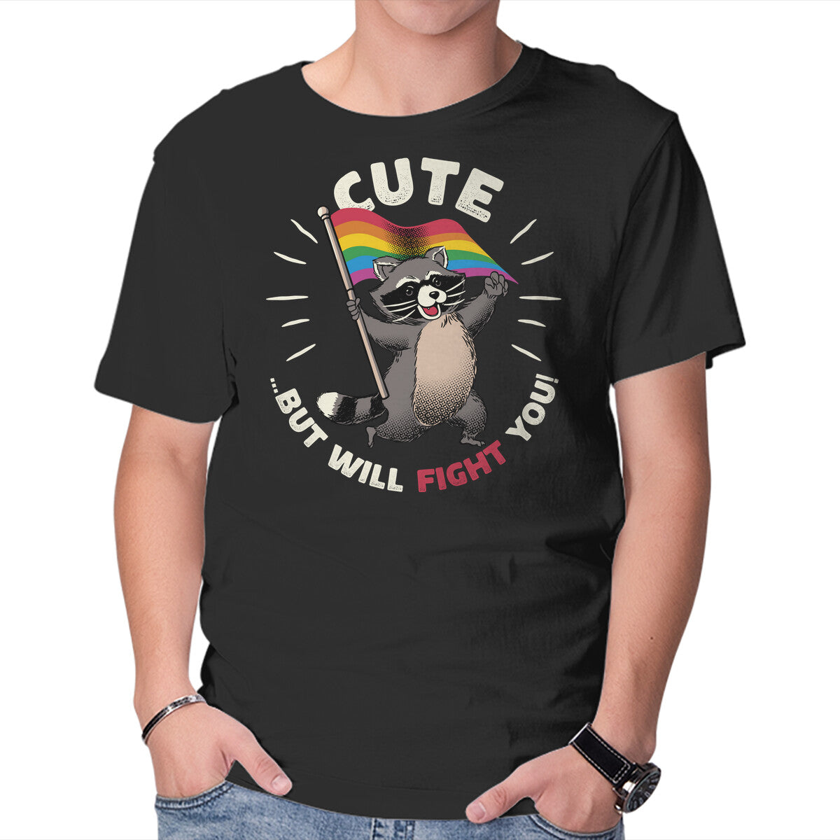 Unisex Crew Neck T-Shirt Cute But Will Fight Graphic Short Sleeve Casual Tee XS