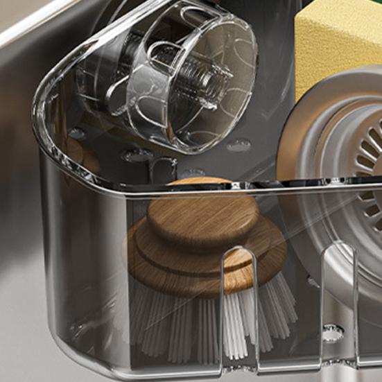 Suction Cup Sink Drain Rack Quick Drain Hollow Design Kitchen Sink Organizer for Sponges Brushes Soap