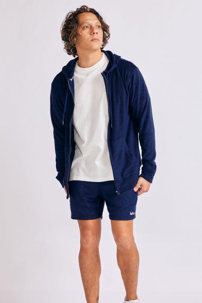 RadBlue Relaxed 3D Tile Zip Navy Size Terry Cloth Men's Moisture-Wicking, Quick-Drying, Hoodie, Blue, Small,