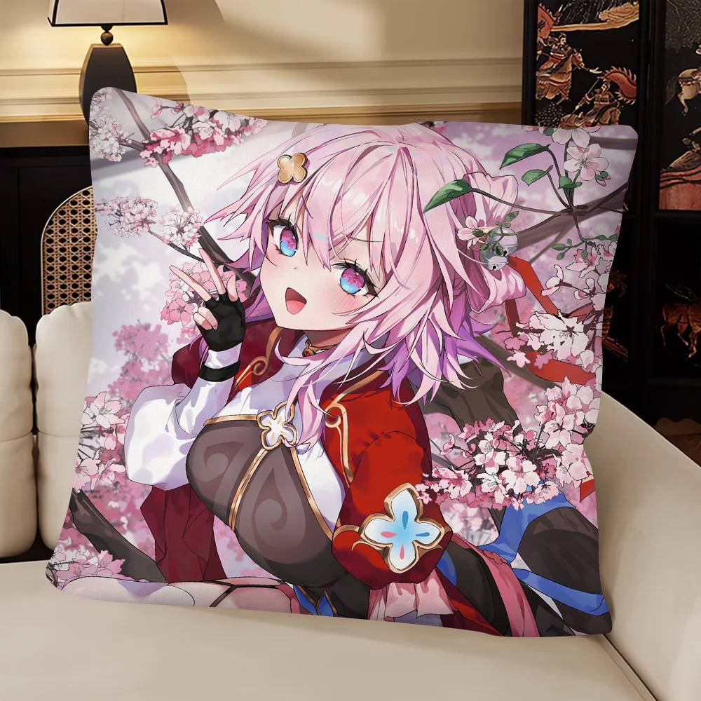 Game Honkai Star Rail March th Pillow Case Fashion Square Pillowcase Bedroom Sofa Room Ins Decoration Leisure