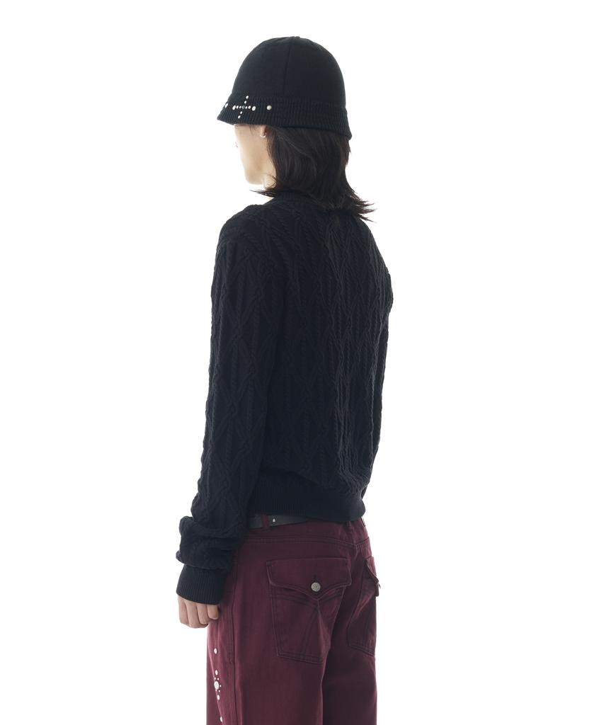 Aakam Sun Button Pattern Cardigan (Black)